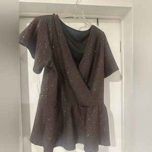 Lane Bryant Brown Sequin Blouse